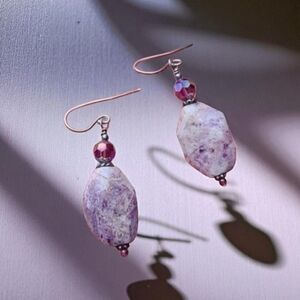 Vintage southwestern style natural white purple gemstones earrings